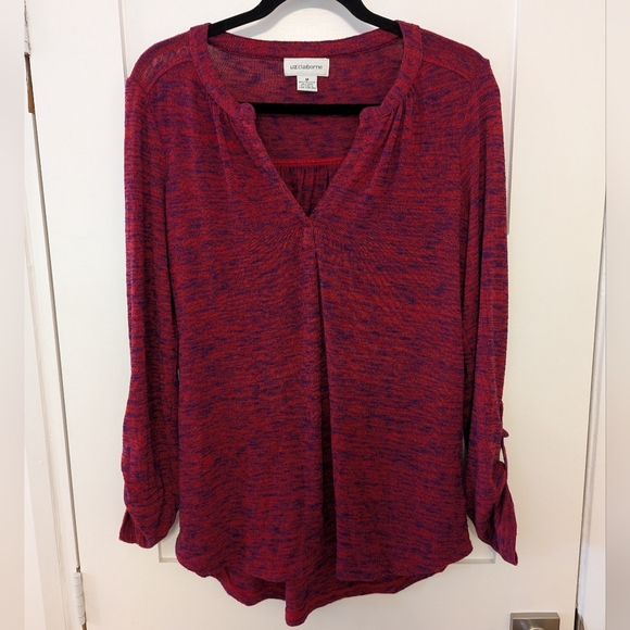 Liz Claiborne Red & Purple Knit Top - Picture 1 of 8